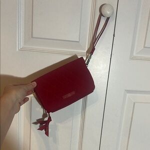 Elegant Red Quilted Wristlet with long strap Vera Bradley
